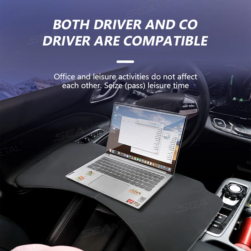 SEAMETAL Car Temporary Tray for Laptop Stable Large Load-Bearing Car Table Board Foldable Large Car Dining Table Drink Holder