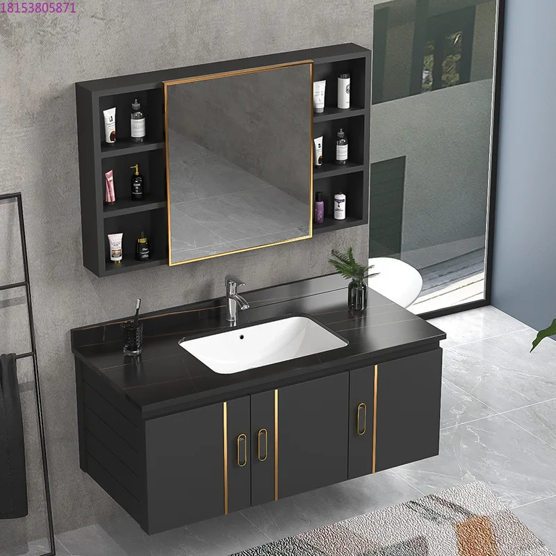 Mueble de baño para apartamento pequeño, lavabo de cerámica integrado, lavabo para el hogar
