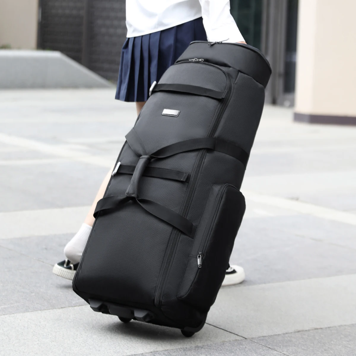 

Сумка на тележке для перемещения, большая вместительная сумка для кемпинга на открытом воздухе, портативная дорожная сумка для хранения одеял, чемодан, чехол на тележке