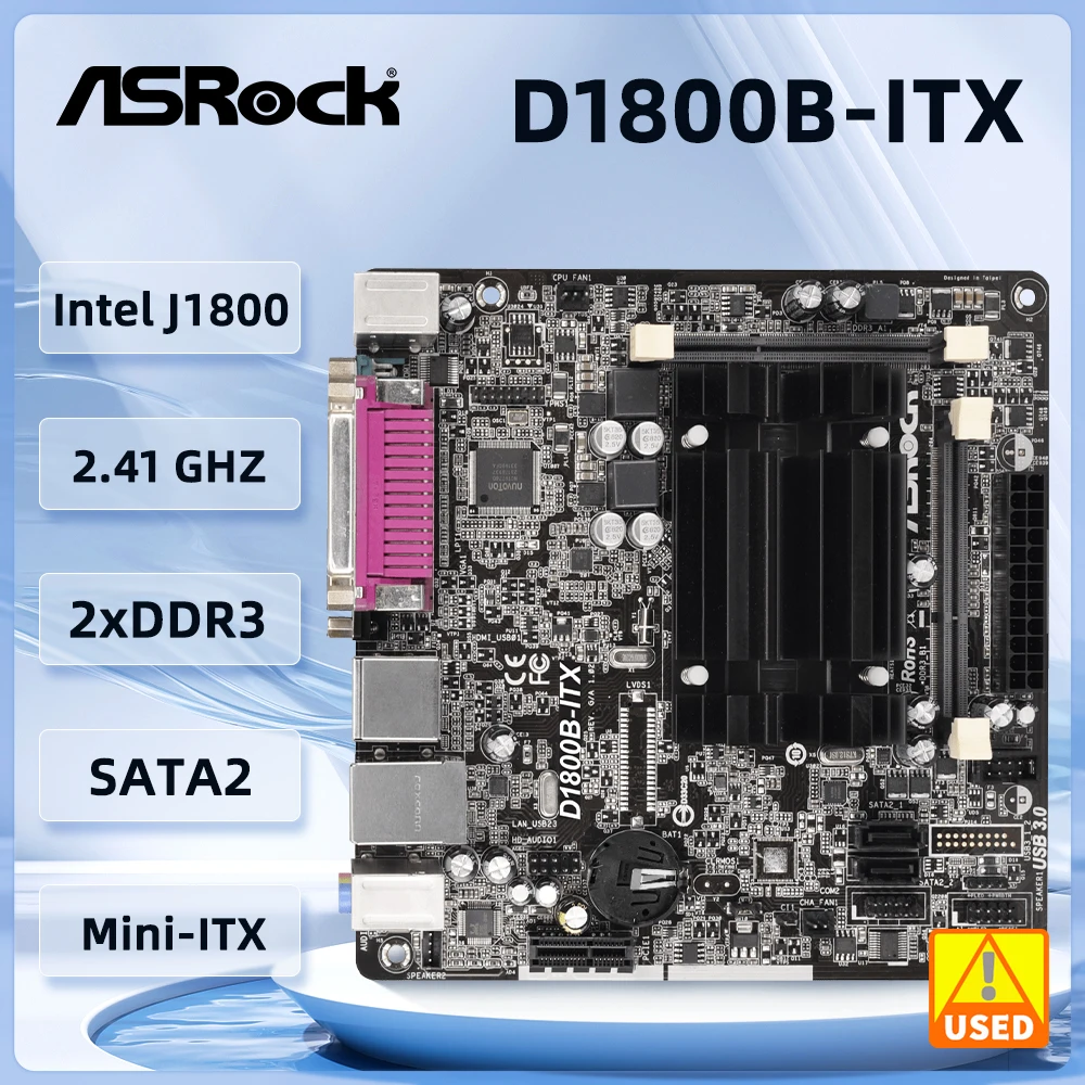 

Материнская плата Asrock D1800B-ITX Mini-ITX DDR3 16 ГБ двухъядерный процессор Celeron J1800 HDMI VGA USB3.0 1 PCIe 2,0 x1