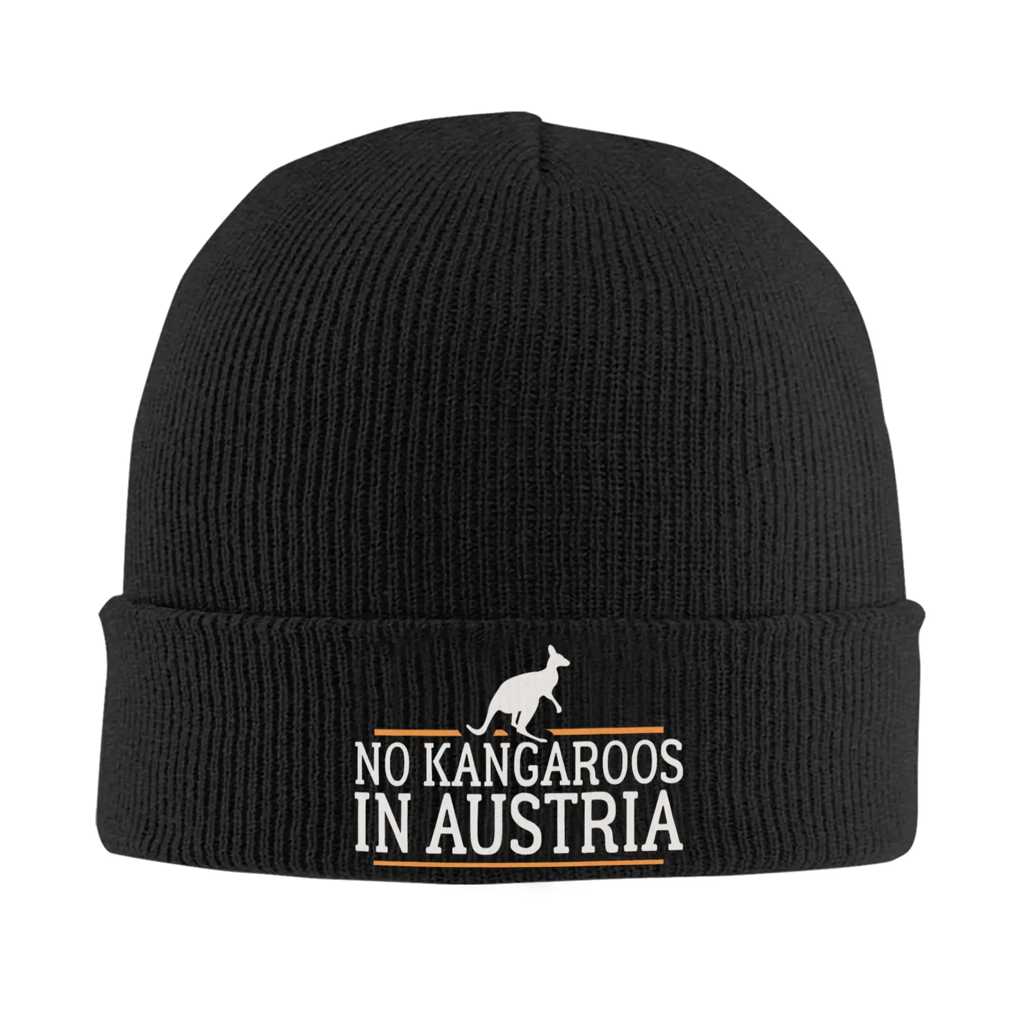 No Kangaroos in Austria Funny Knitted Hat Women Men Skullies Beanies Autumn Winter Hip Hop Hat Acrylic Australia Warm Melon Cap
