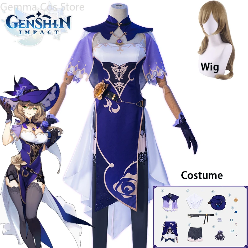 

Mondstadt Lisa Cosplay Costume Games Genshin Impact Lisa Outfit Women Girls Dress Halloween Anime Clothes Gifts