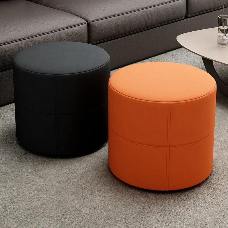 Solid Wood Round Stool Minimalist Low Footstool for Living Room Sofa Durable Shoe Changing Bench Small Household Seat