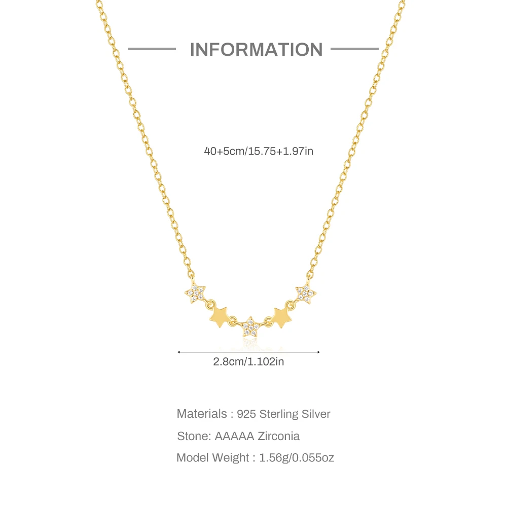 قلادة من الفضة الإسترلينية و 18 قيراط من الذهب للنساء ، سلسلة ترقوة ، نجمة ، قلب ، لانهائي ، فاخر ، زفاف ، مجوهرات حفلات