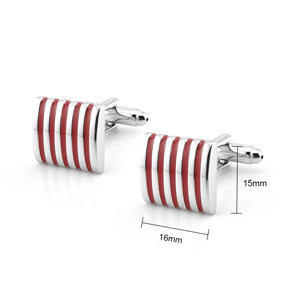 Red And White Striped Metal Cufflinks Men's Business Formal Shirt Cuff Accessories Exquisite Banquet Decoration - Suit Cufflinks
