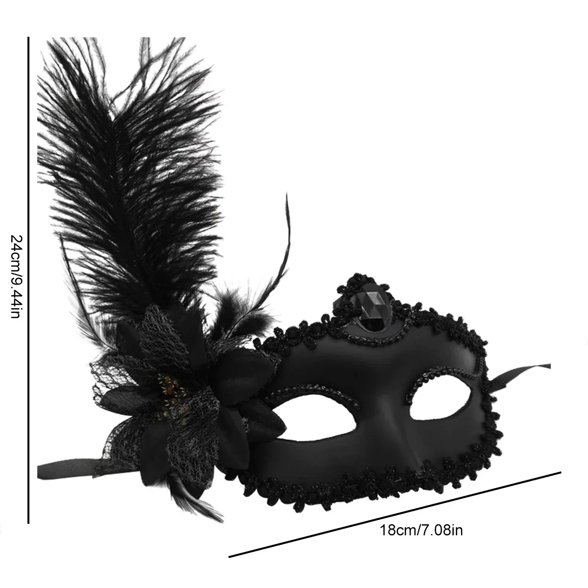 Venice Adult Masquerade Princess Mask Female Half Face Sexy Party Sexy Side Flower Ostrich Feather Mask