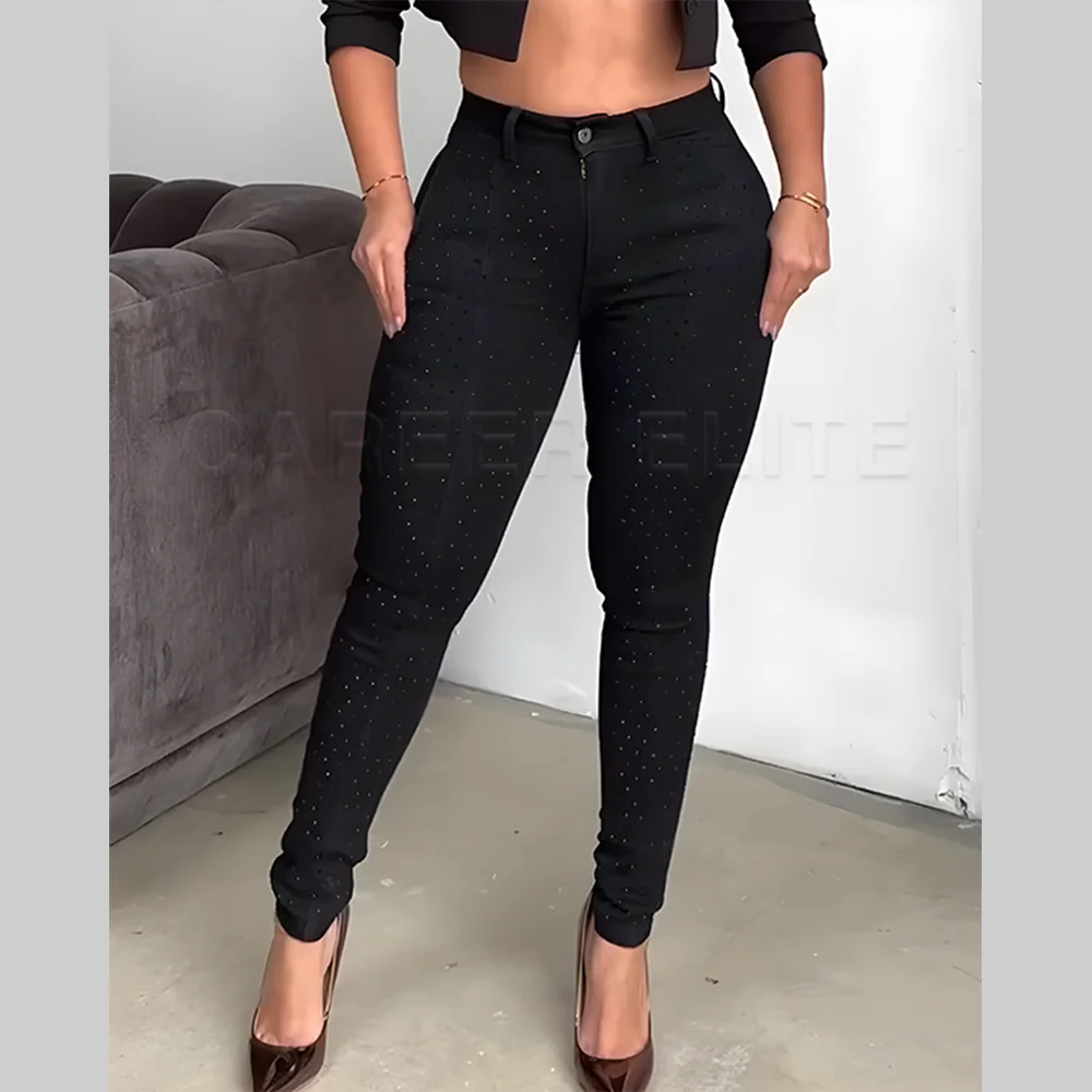 2026 Women Simple Jeans Black High Waist Skinny Pants Fashion Stretch Denim Pencil Pant Casual Trousers Butt Lifter Plus Size
