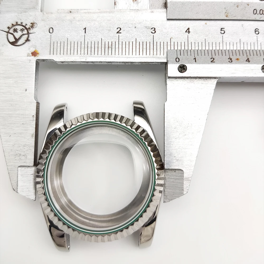 36MM Log Case Bubble Lenses Glass Watch Case + Stainless Steel Band Set Gear Suitable for 4R/NH36 Movement Watch Accessories