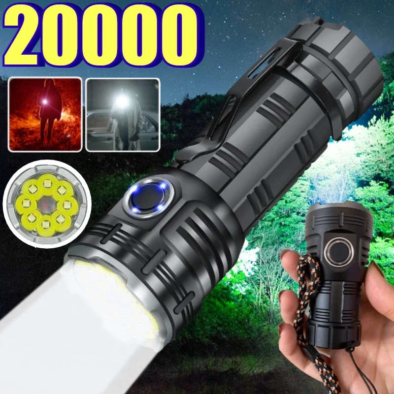 

8*XPG LED Pocket Light Bright Flashlight Floodlight with Tail Magnetic Red Light Rechargeable Torch for Work Campping Outdoor