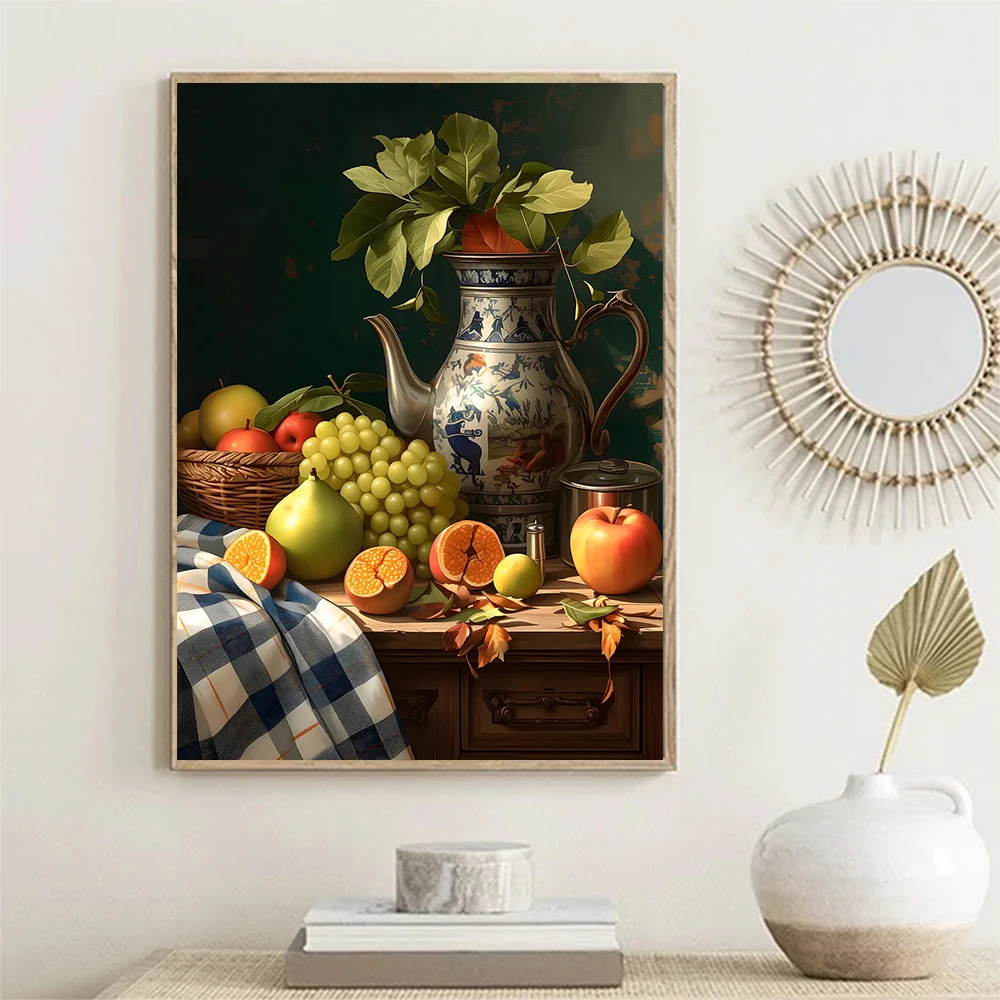 Vintage Kitchen Fruits Still Life Posters Country Kitchen Healthy Food Prints Canvas Painting Wall Pictures Home Kitchen Decor