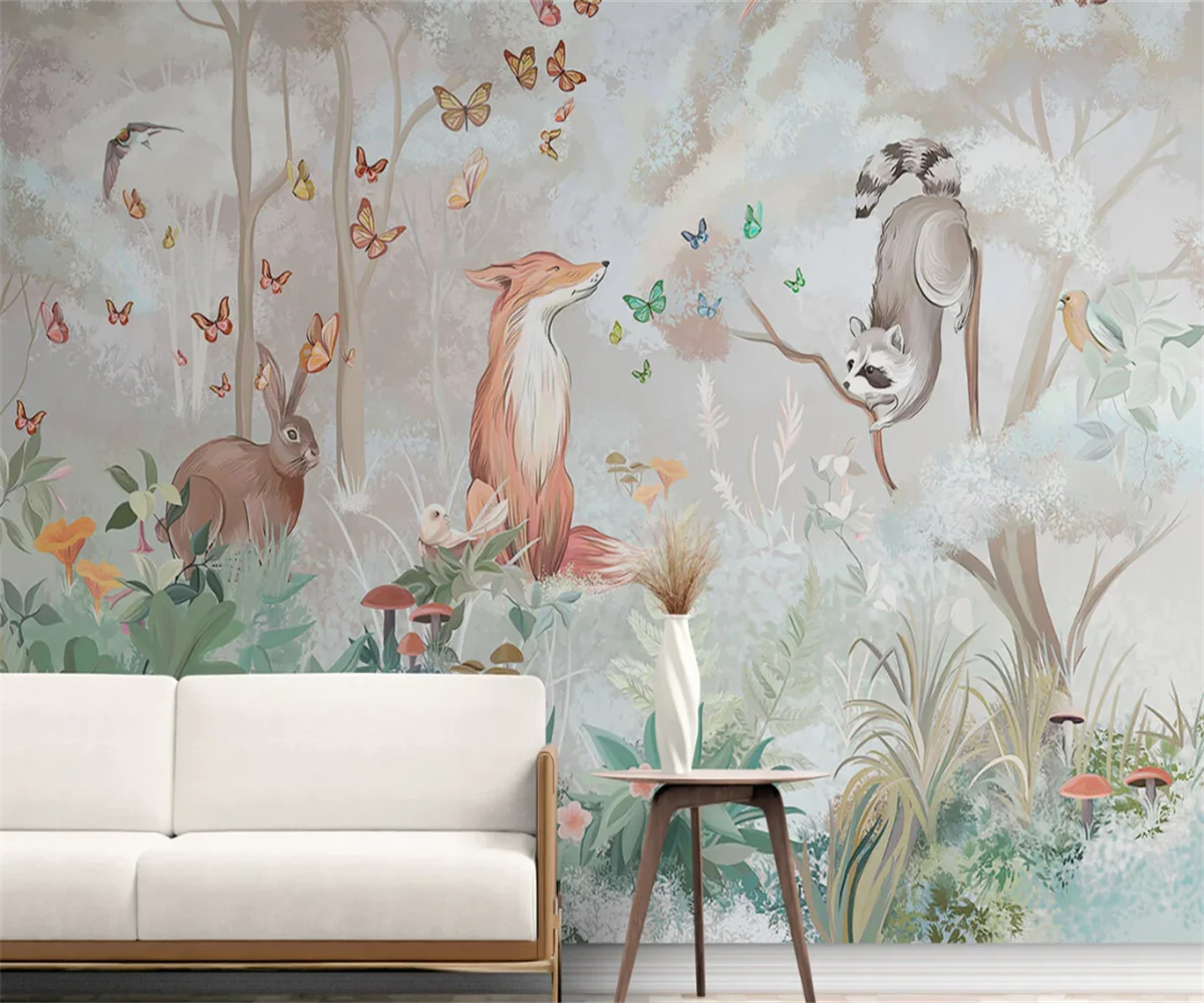 

Фотообои на заказ с изображением лесных животных, настенные панно в американском пасторальном стиле, 3D-обои для декора стен