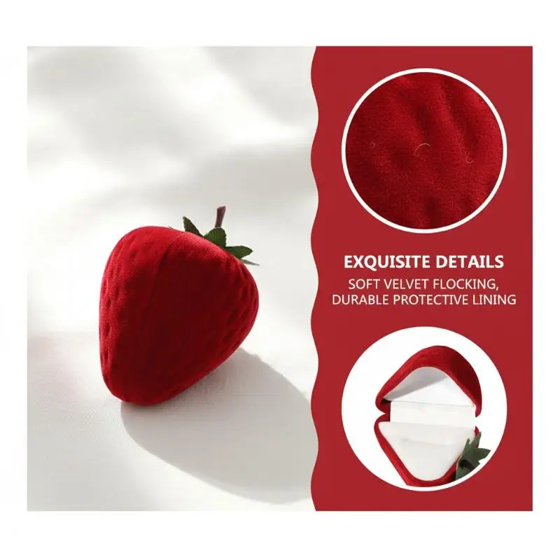 

Милая шкатулка для колец в форме клубники, бархатная коробка для хранения ювелирных украшений, подарочная коробка, подставка для демонстрации колец и серег на прилавке