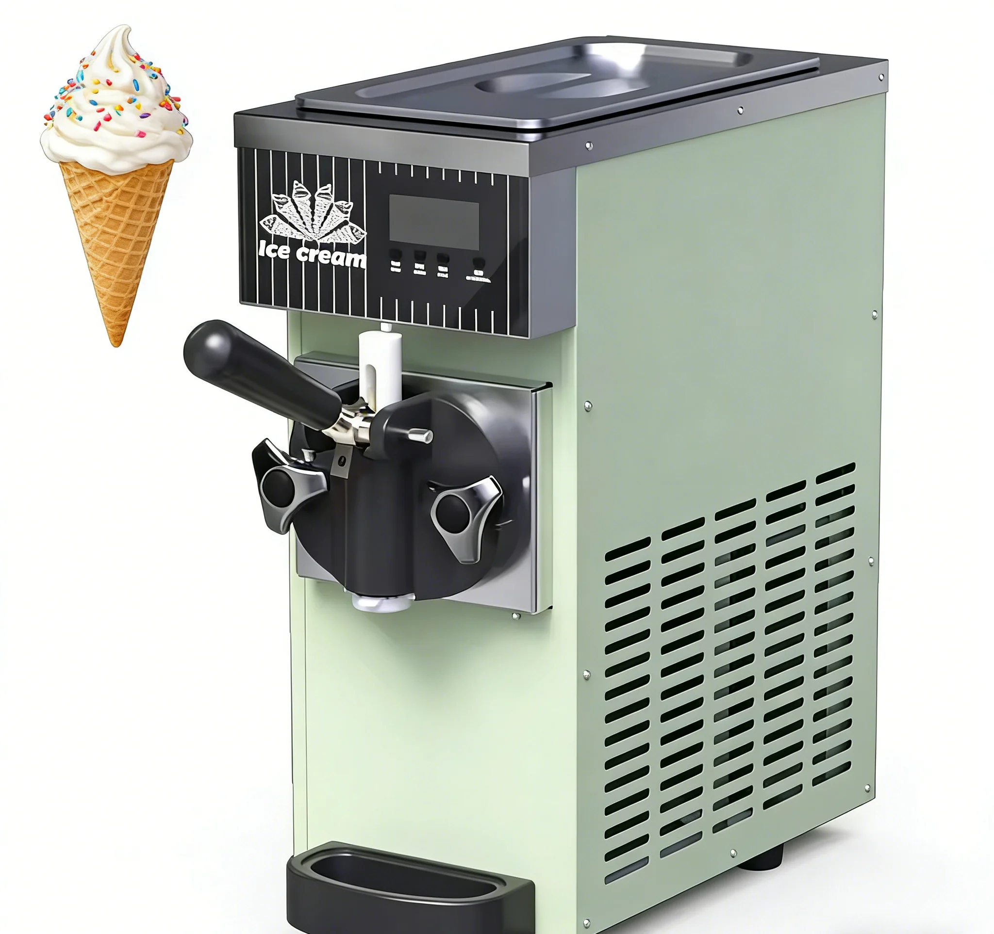 New Model BQL28 Countertop Soft Serve Ice Cream Machine Stainless Steel Body Orange Color English Interface
