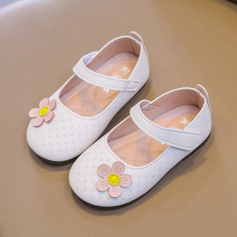 Children Casual Shoes Versatile Round-toe Fashion Flower Versatile Simple Kids Shallow Mary Janes 2023 Summer New Japanese Style