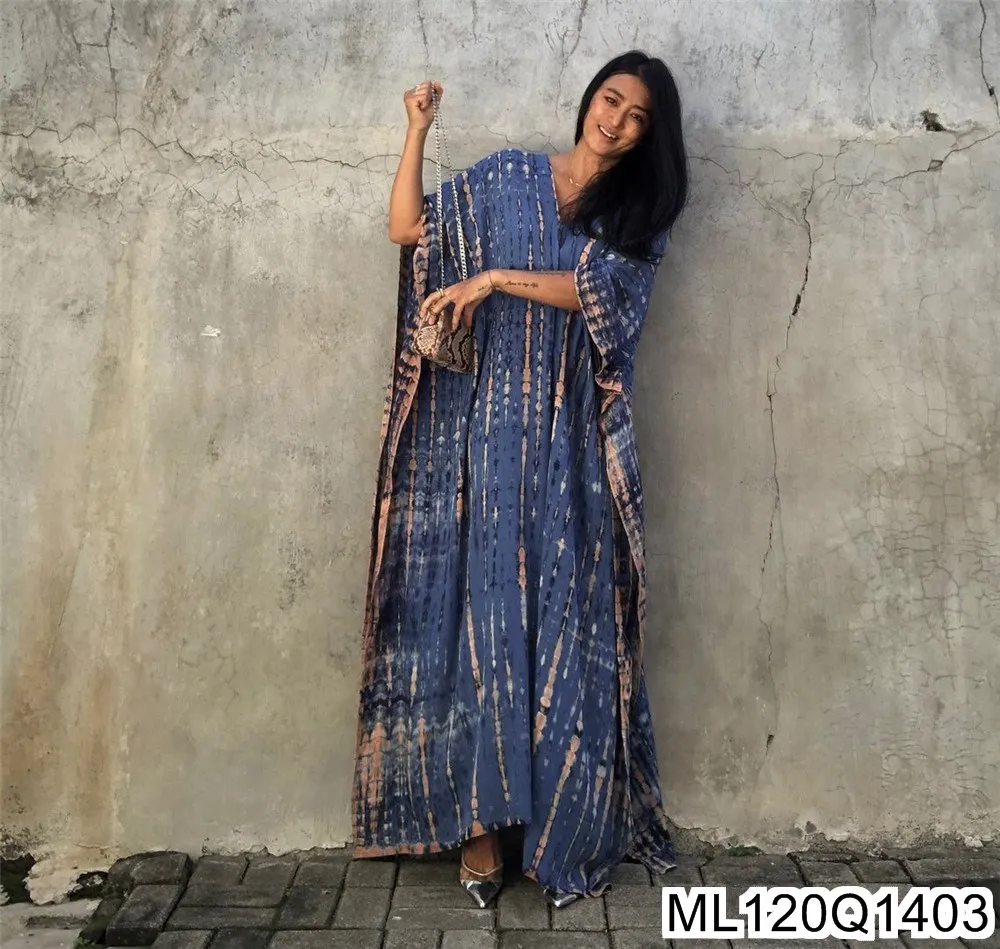 2025 New Beach European and American Smocks, Loose Tie-dyed Long Gowns, Vacation Smocks, Sun-protective Clothing ML120Q14