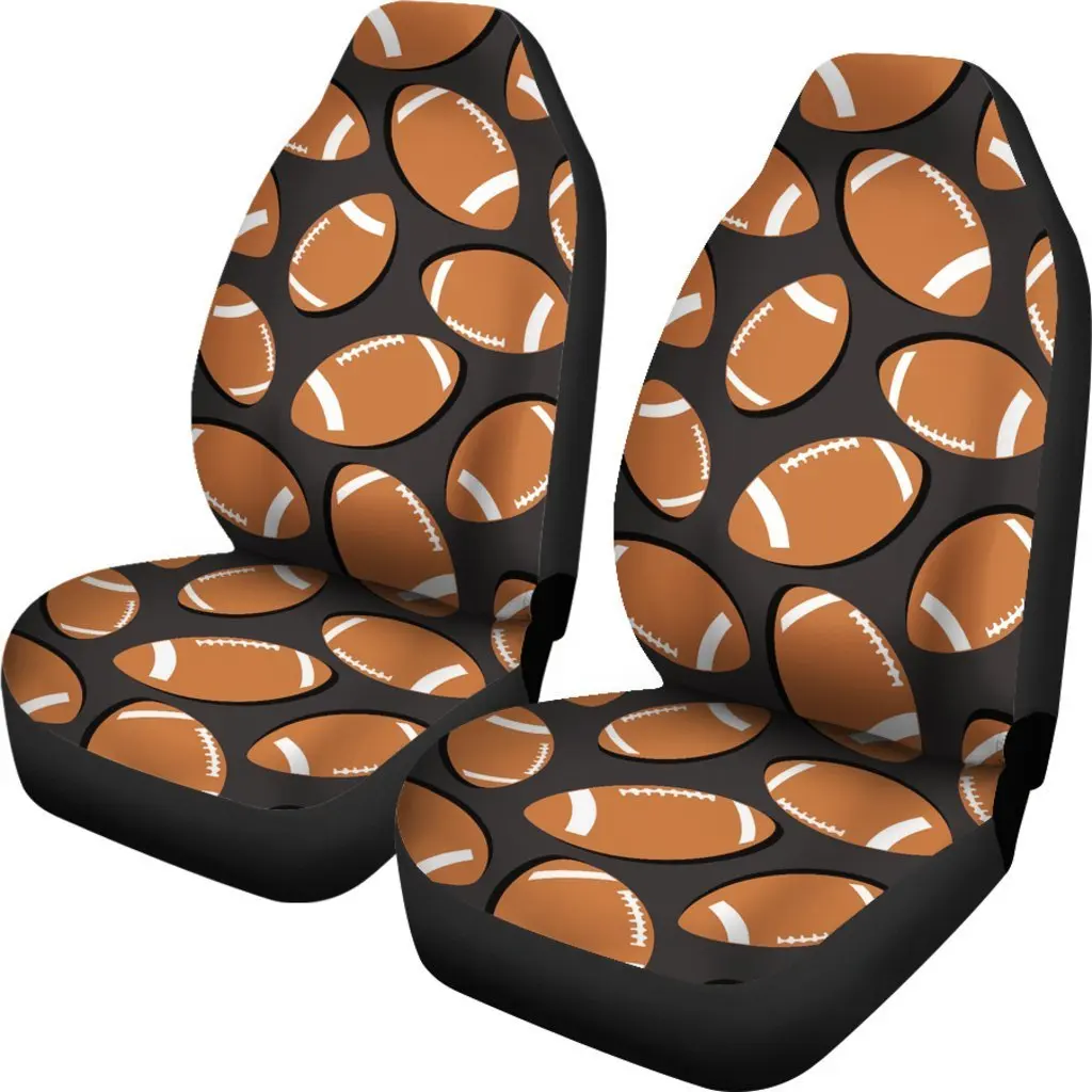 Rugby Ball American Football Print Pattern Seat Cover Car Seat Covers Set 2 Pc, Car Accessories Car Mats