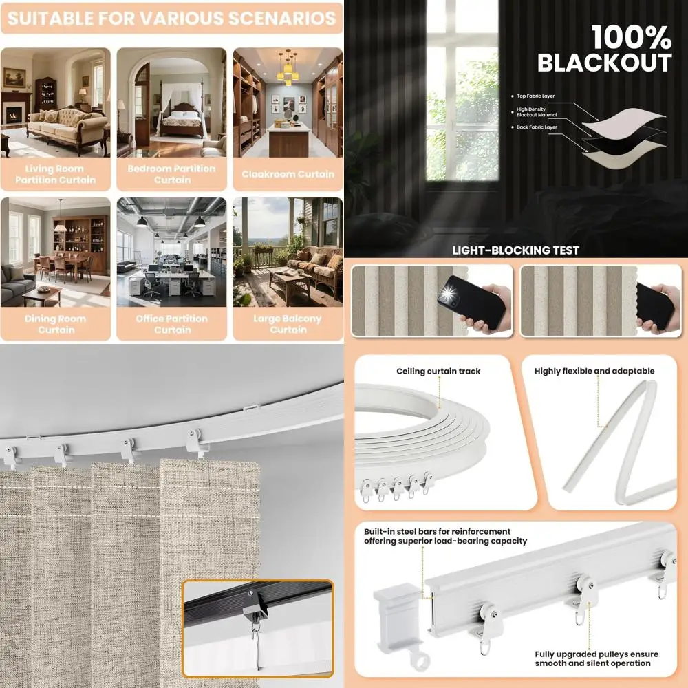 

Потолочная раздвижная перегородка-гармошка - Экономия пространства, легкий монтаж (100 x 84 см, 1 шт.)