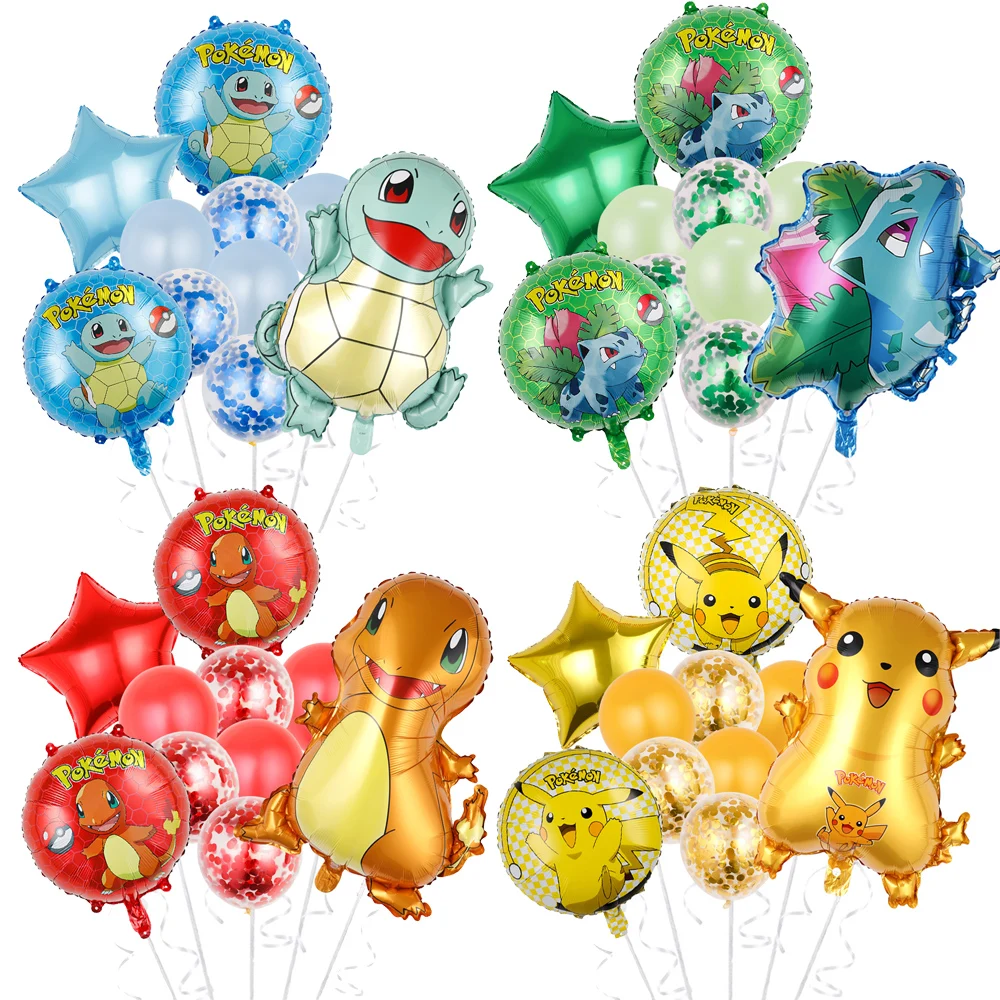 Juego de 10 Globos de Aluminio con Diseño de Pikachu de Pokémon, Números del 1 al 9, Decoración para Fiestas de Cumpleaños Infantiles y Baby Shower