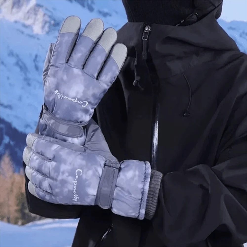 

Зимние лыжные перчатки Tie Dye с сенсорным экраном и флисовой подкладкой, плюшевые теплые перчатки для верховой езды, противоскользящие ветрозащитные велосипедные варежки для женщин