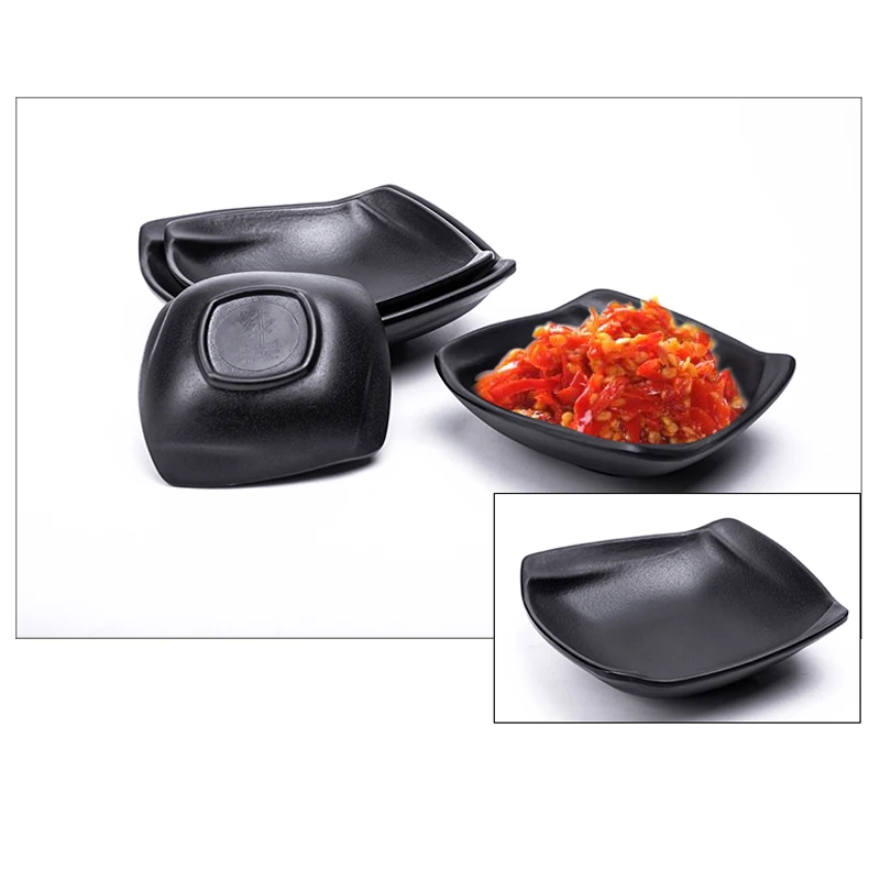 Japanese And Korean Dish Seasoning Dish Imitation Porcelain Melamine Black Plate