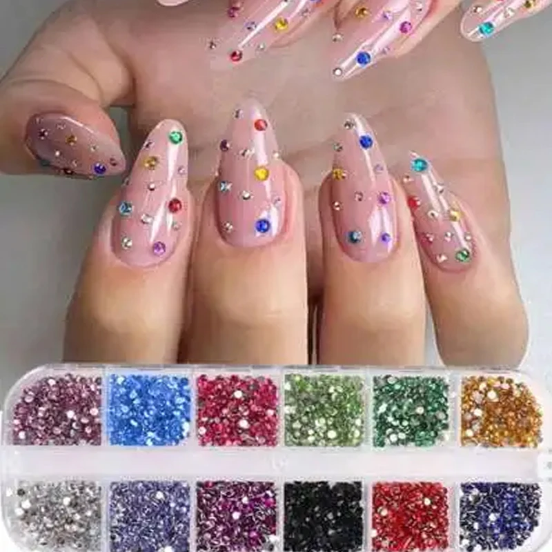 

1 Box 12 Color Small round Diamond Super Flash Drill Nail Decoration Nail Decoration