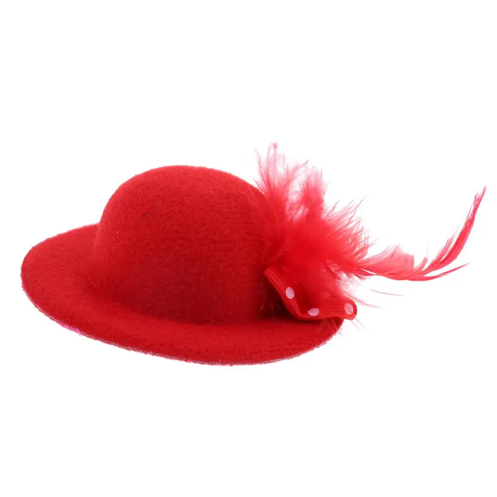 Accessory Modern Fashionable Bowknot Feather Vintage Round Bowler Doll Hats Cap Elegant Classic Formal Cap for 28-30cm Doll