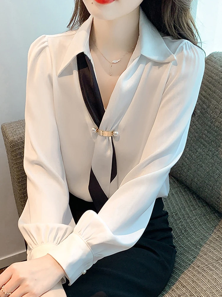 

Женская длинная шифоновая футболка с узлом и поясом, утягивающий топ, свободный крой в американском стиле с пуговицами