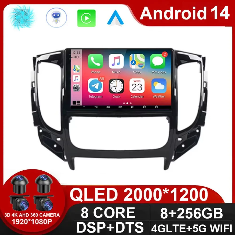 Android 14 Auto For Mitsubishi Pajero Sport 3 L200 5 Triton 2015 2016 2017 2018 2019 Car Radio Multimedia Video Player GPS DVD