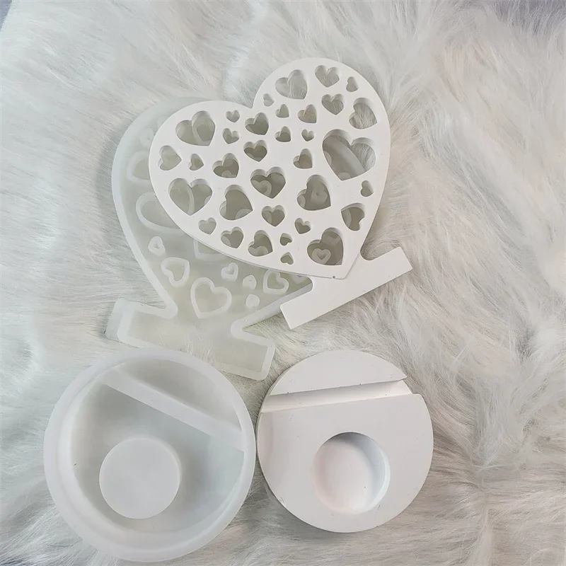 Porowate Love Heart Insert Silicone Mold DIY Love Shape Ornament Decoration Resin Mold Valentine's Day Couple Gift Home Decoration