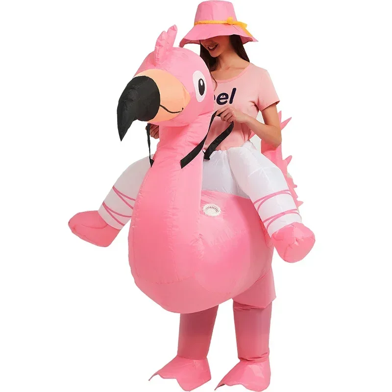 Adult Kids Pink Flamingo Inflatable Costume Halloween Christmas Carnival Children's Day Holiday Party Cosplay Birthday Gift