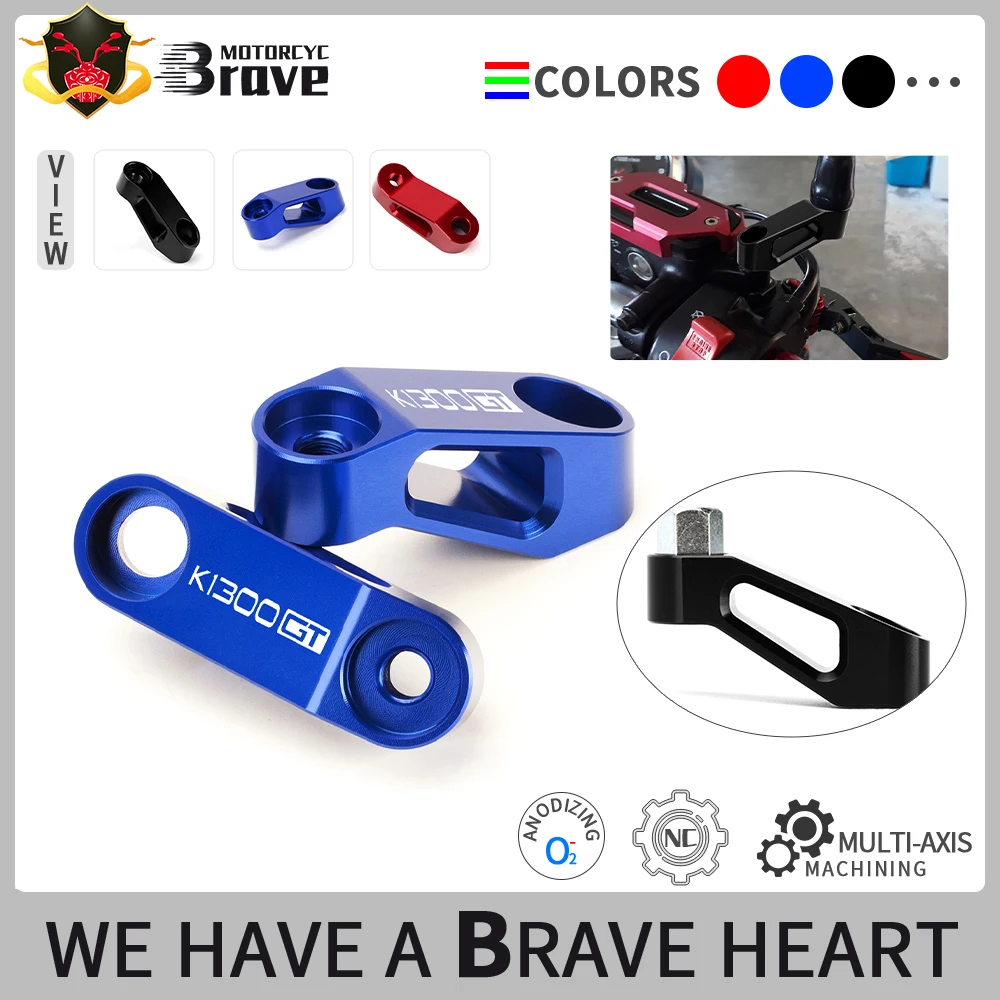 For K1300GT K1300R K1300S K1300 GT R S K 1300 Motocycle CNC Aluminum Mirror Riser Extenders Spacers Extension Adapter
