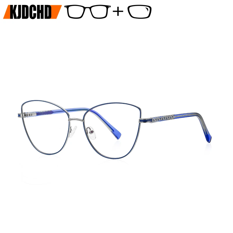 

KJDCHD Fashion Square Prescription Glasses Spring Leg Myopia Eyewear Metal Frame Photochromic Optical Eyeglasses for Women