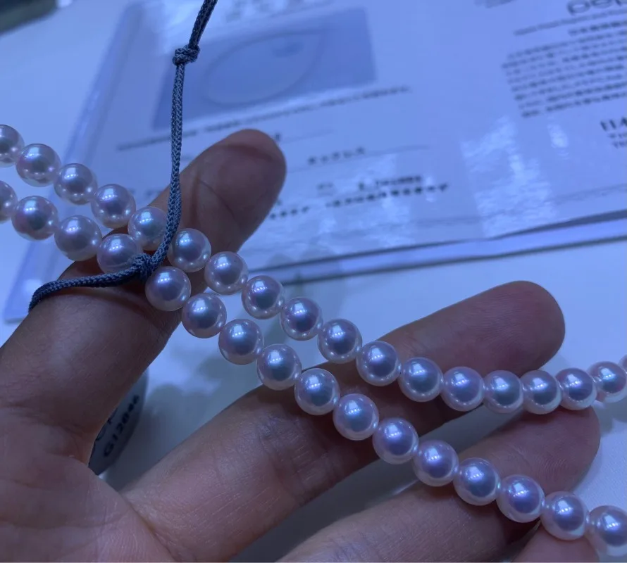 Charming Women Pearl Necklace, AAA 7-8mm White Luster Round 45cm Pearl Necklace Pendants 925 Sterling Silver