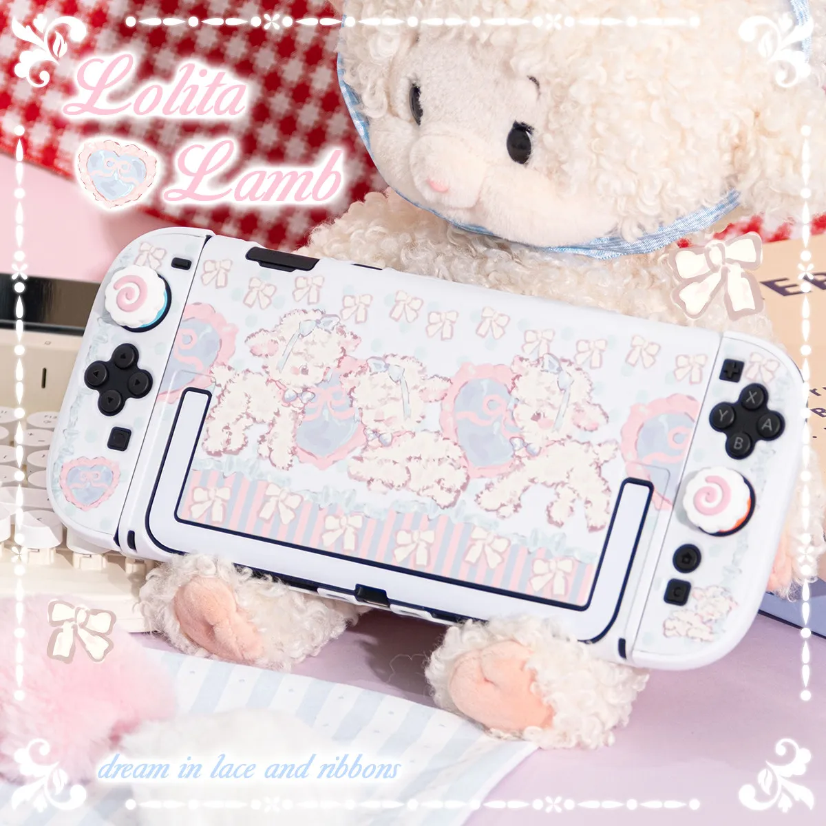 

Новый защитный чехол Lolita Lamb для Switch 2, раздельный жесткий чехол с милым рисунком ягненка, защита от царапин, для женщин-геймеров