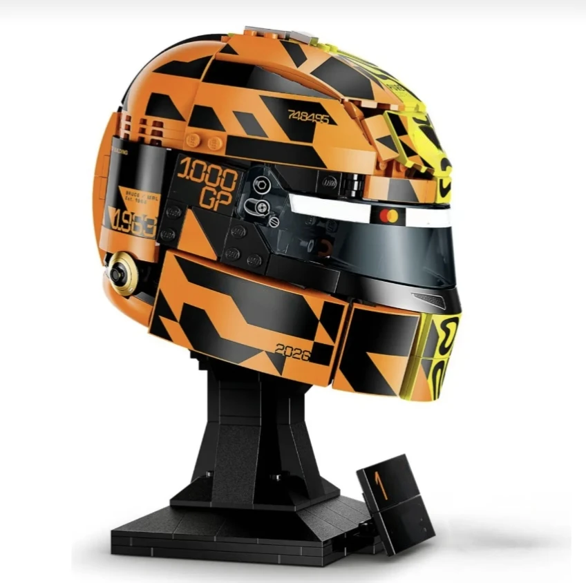 2026 New 793pcs Racing Car Racing Driver Lando Norris Helmet Yellow Building Block Puzzle Model Toys For Ornament Birthday Gifts view 5