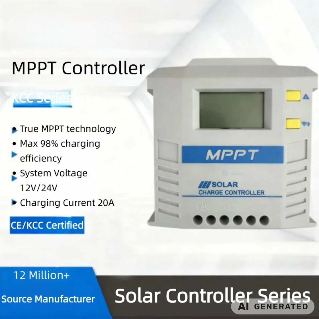 20A MPPT Solar Charge Controller 12V/24V Auto Sensing Smart PV Charger for Lead-Acid Gel AGM LiFePO4 Battery