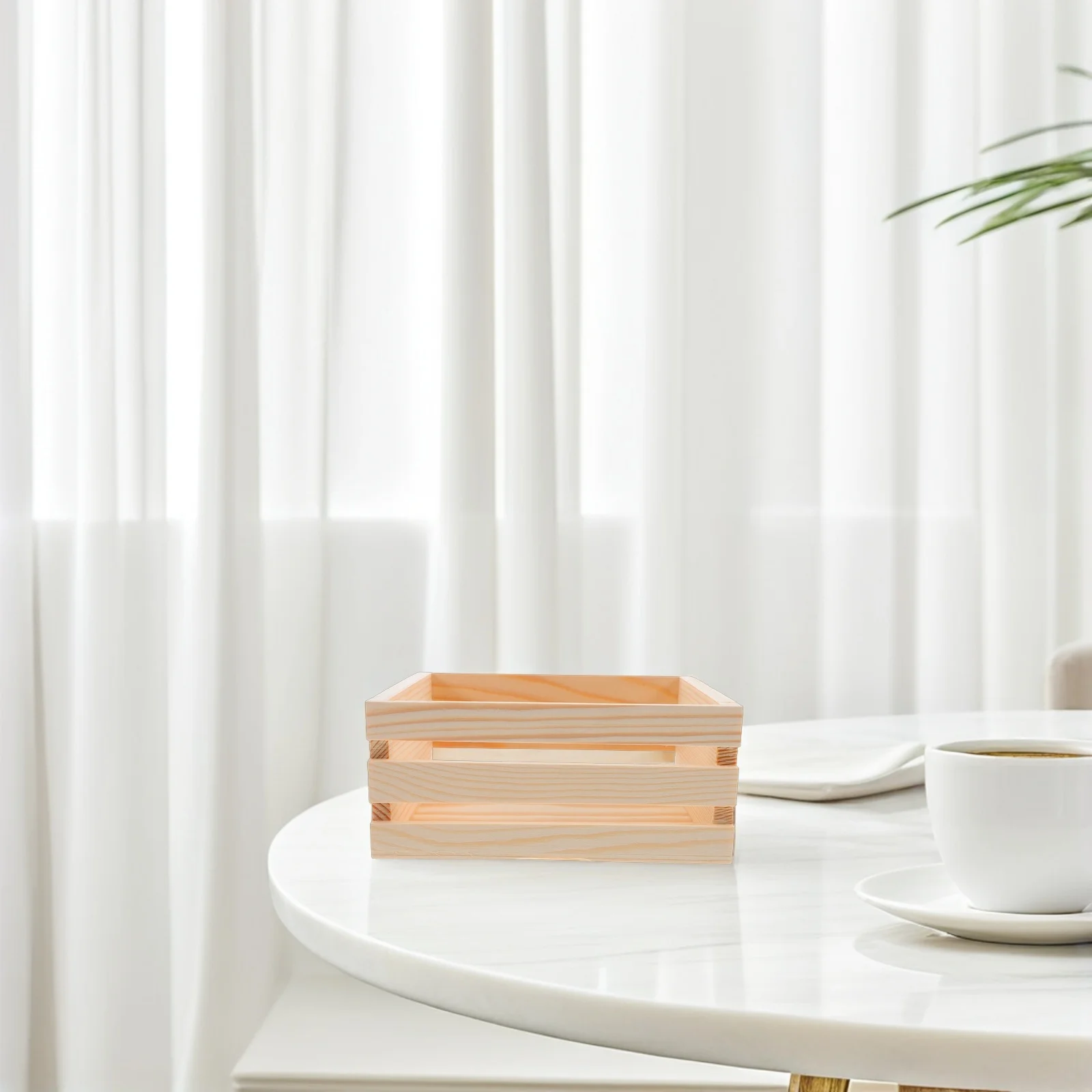 Desktop Wooden Storage Box Hollow Design Mini Basket For Stationery Sundries Organizer Rustic Wood Bins Container