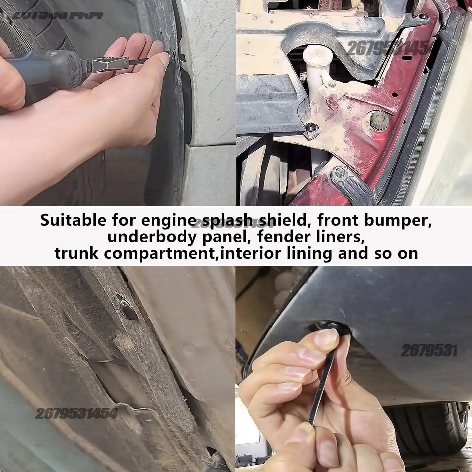 Plastic Straps Universal Car Nylon Cable Tie Buckles Heavy Duty Self-Locking Zip Ties Holder with Pin Button Fasteners Resistant