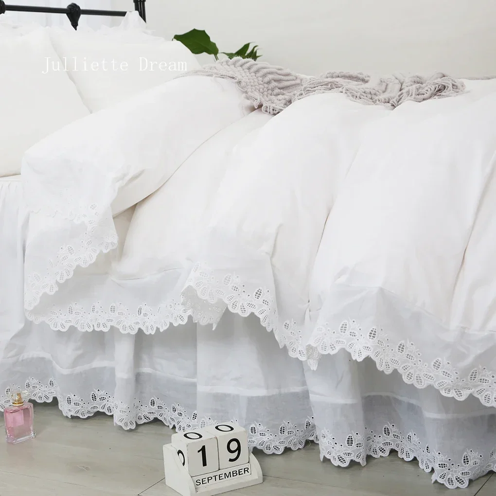 Elegant Bedding Set Ruffle Lace King Size Bedding Set Luxury Bedding Sets Duvet Cover Home Quilt Case Bed Sheet Linen