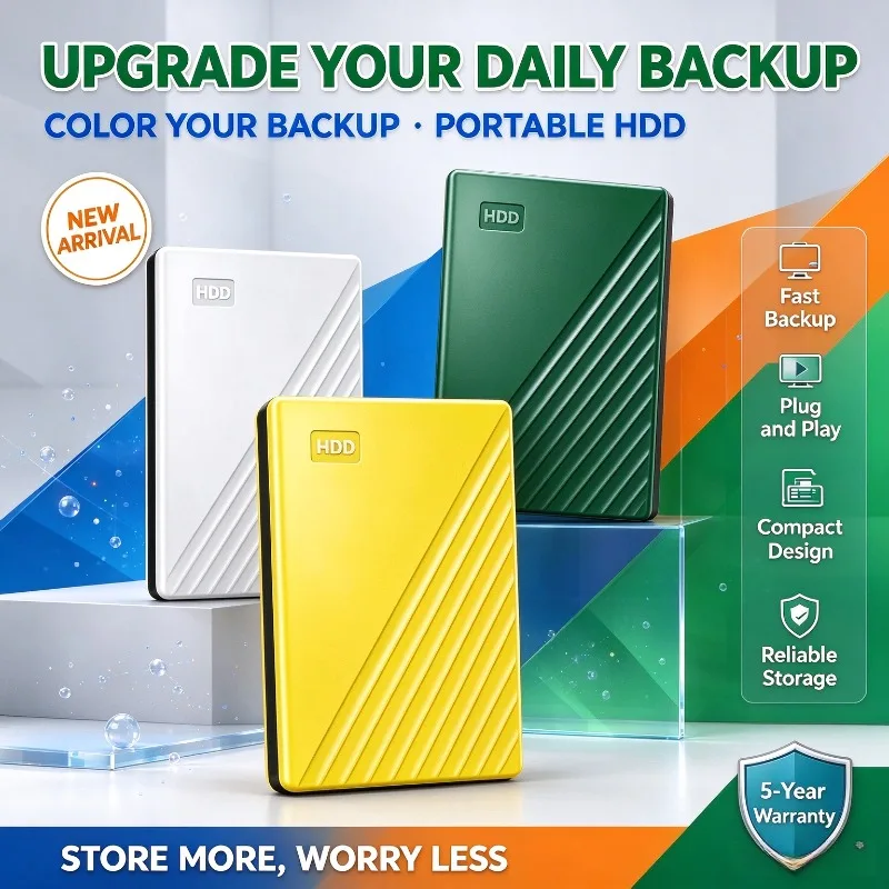 Portable 2.5 Inch External HDD USB 3.0 Multi‑Device Compatible Durable Storage Disk Fast Data Transfer for Data Backup
