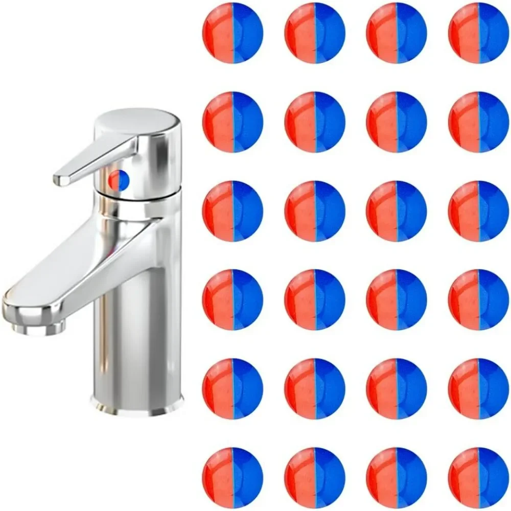 

24Pcs Hot and Cold Water Stickers Self Stick Hot and Cold Water Label Epoxy Resin Faucet Transfer Stickers for Bathroom Kitchen