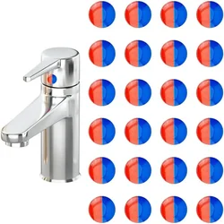24Pcs Hot and Cold Water Stickers Self Stick Hot and Cold Water Label Epoxy Resin Faucet Transfer Stickers for Bathroom Kitchen