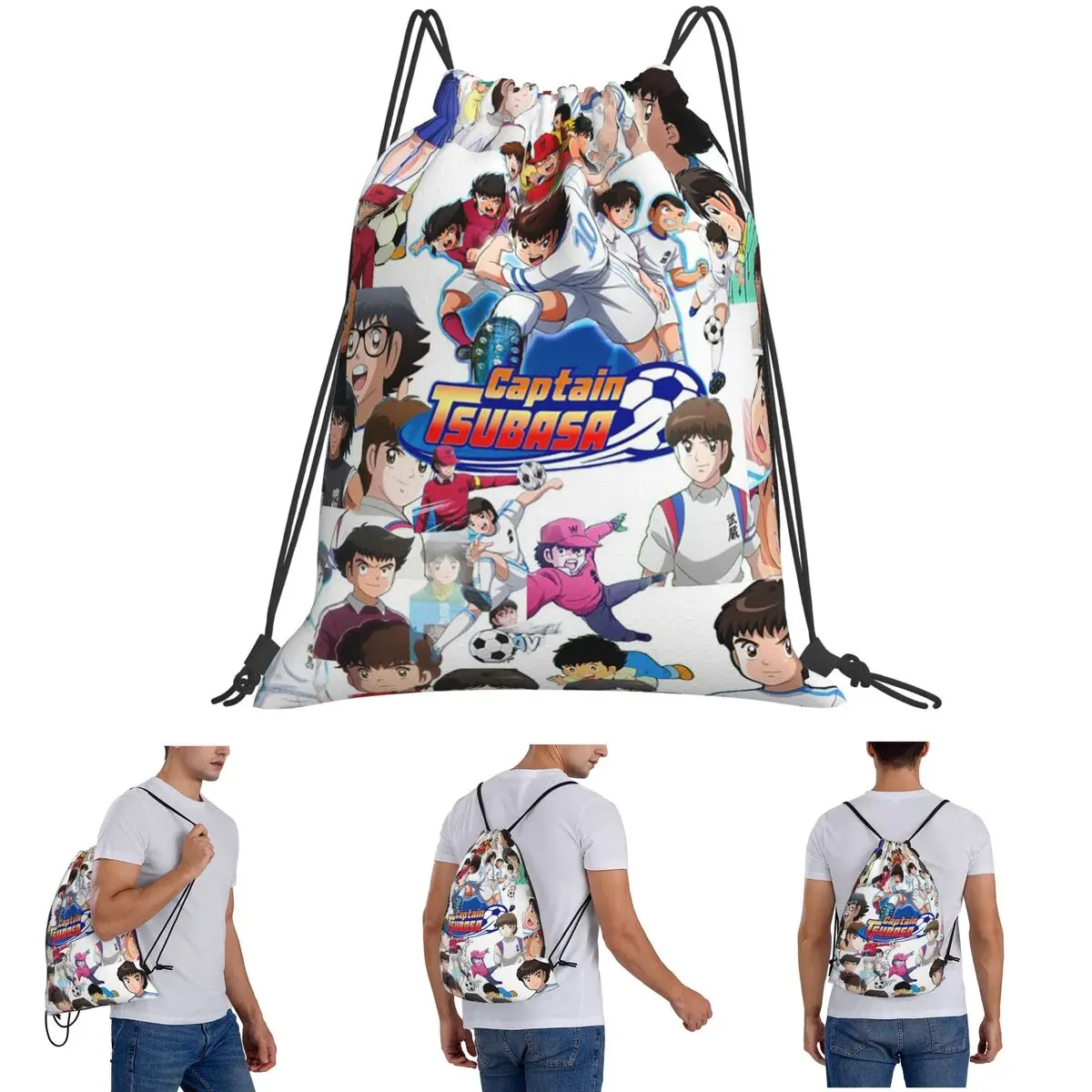 

Japan Football Manga Captain Tsubasa Backpacks Casual Drawstring Bags Sundries Bag Book Bags For Man Woman School