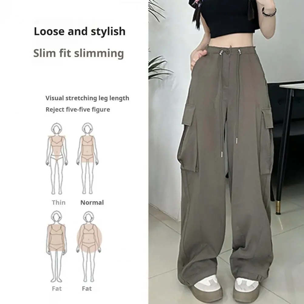 Pink Overalls American Casual Pants Women Small Summer New High Waist Straight Design Wide Leg Pants