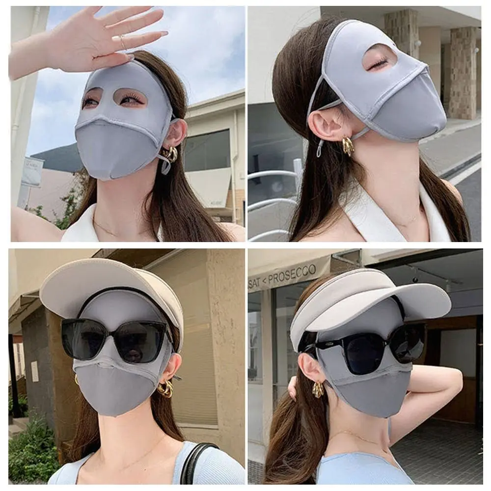 

Дышащая маска на все лицо из ледяного шелка, однотонная солнцезащитная вуаль, маска для лица, защита от ультрафиолета, шарфы для лица, солнцезащитная маска для пешего туризма