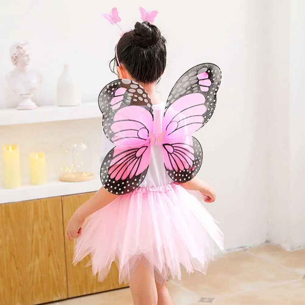 Elegant Outfit Princess Style Kids Party Dress Up Fairy Costume Set with Wings Headband Wand A-line Skirt for Children's Skirt