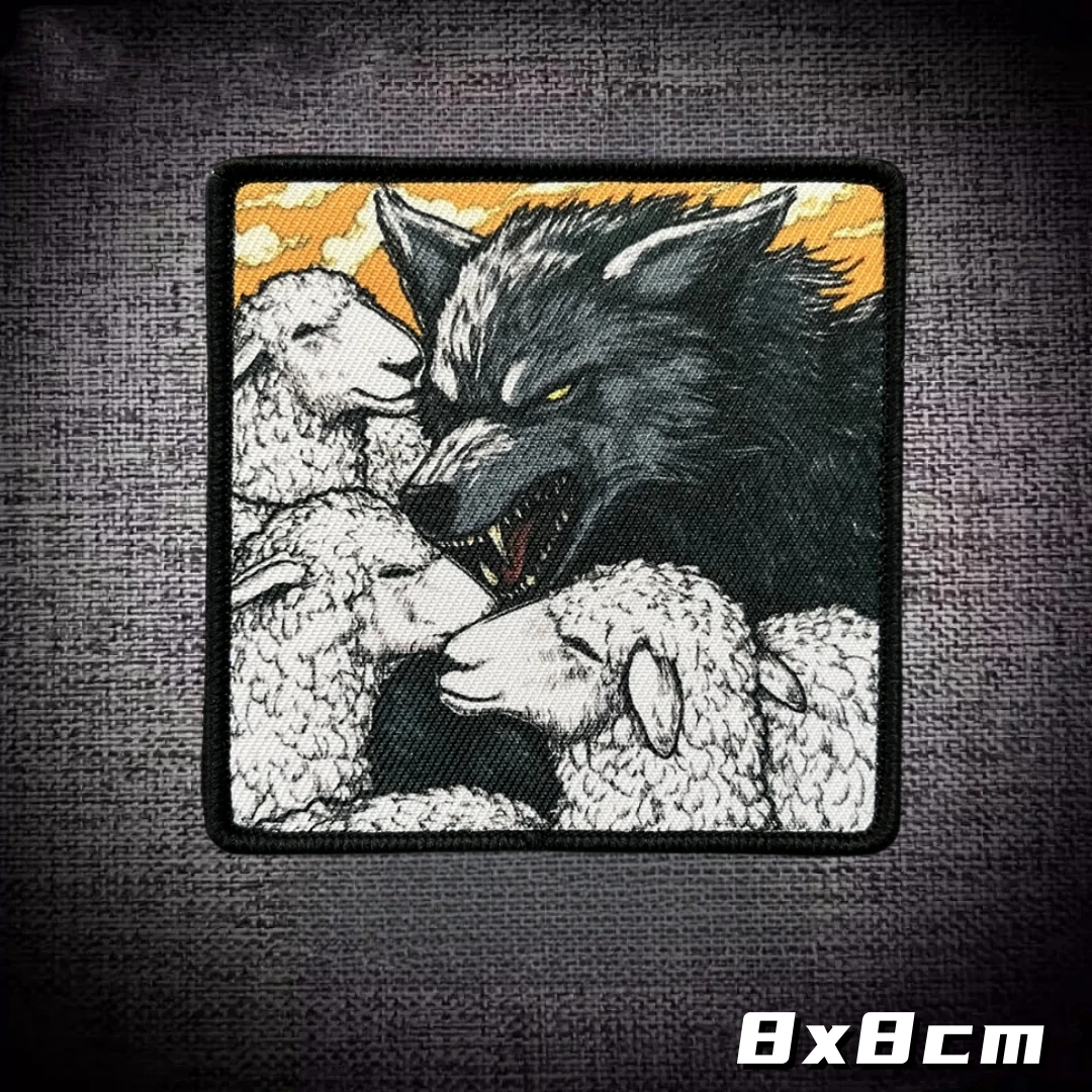 How wolves and Sheep Get Along Tactical Morale Badge Patch Printed Hook and Loop Patches for Clothing Backpack Stickers