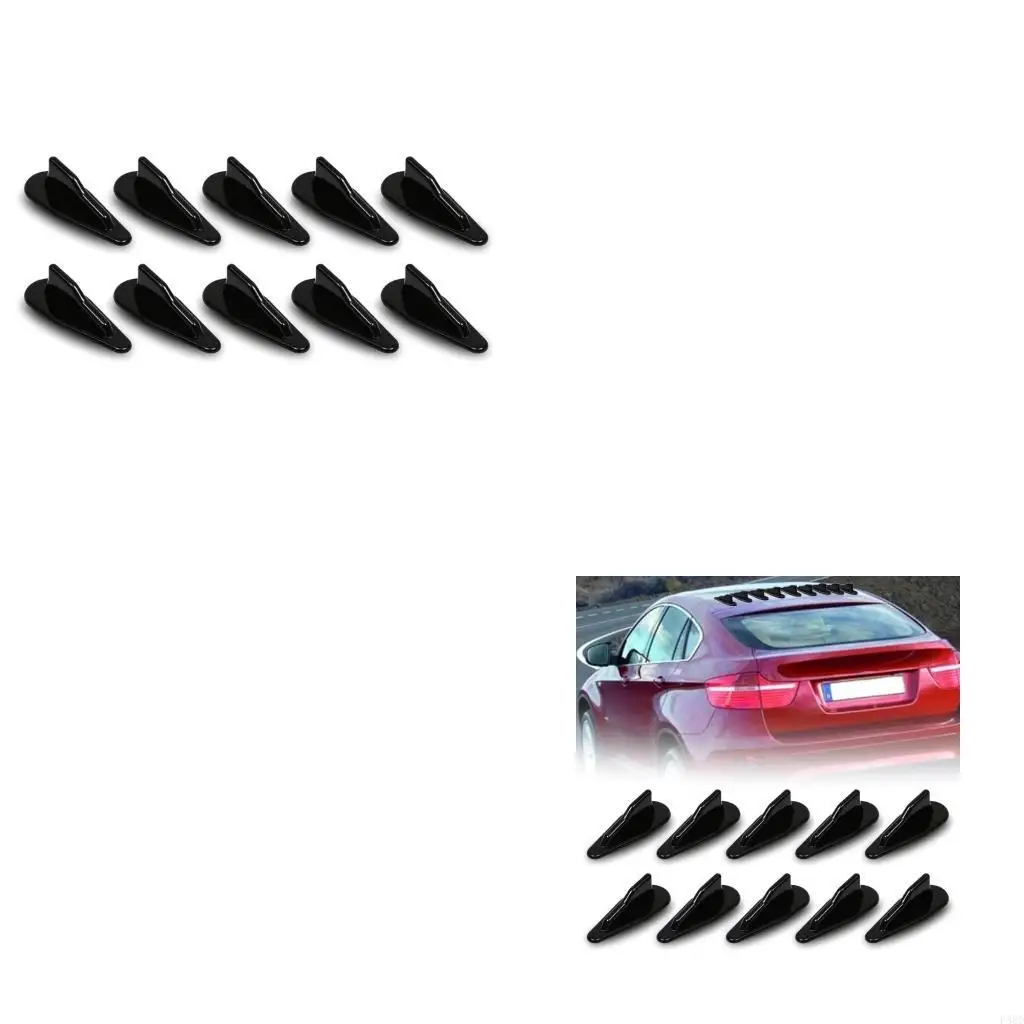 

Pack of 10 Fish Fin Spoiler Universal Black Color Car Roof Fish Fin Spoiler