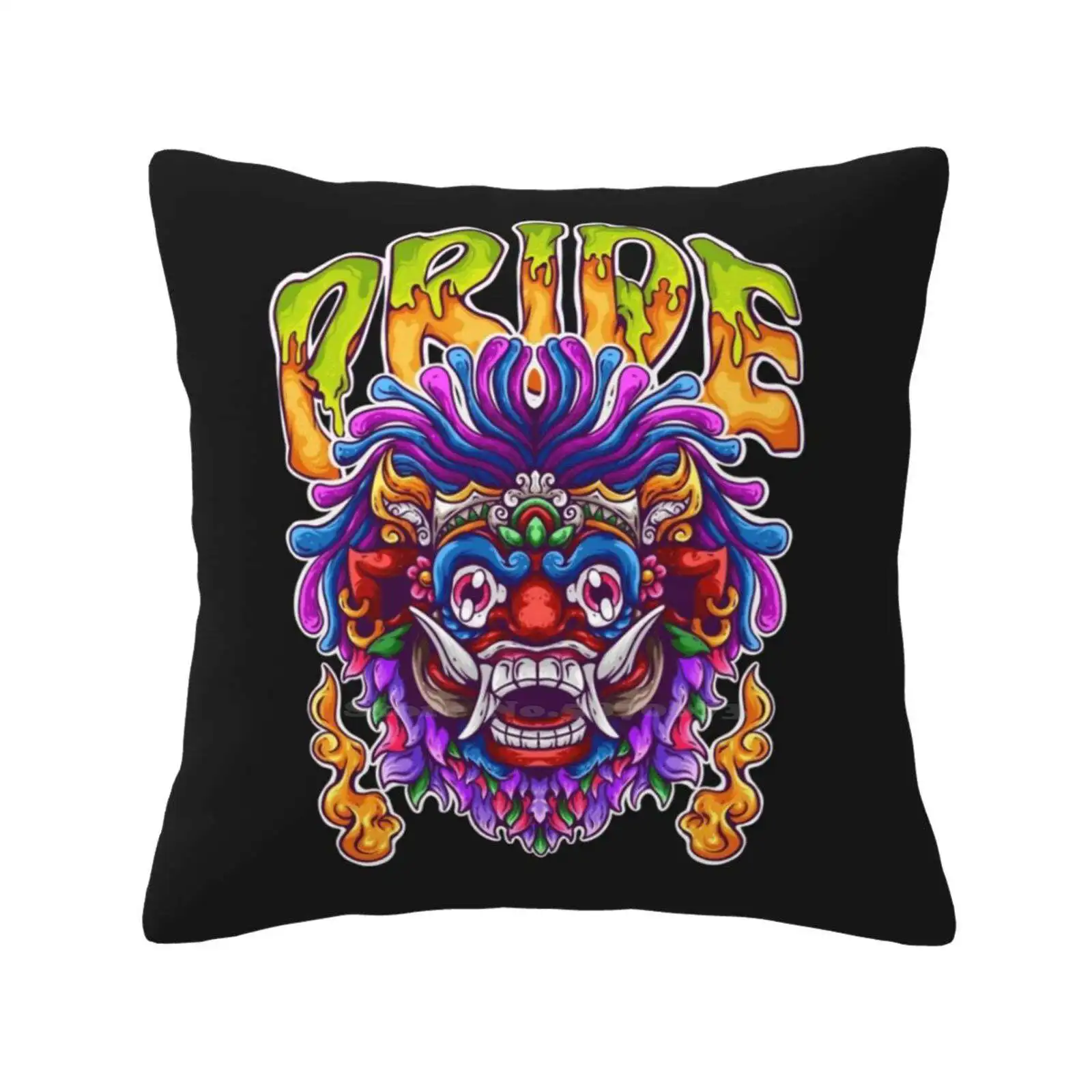 Culture Mask Throw Cushion Pillow Cover Culture Dance Cute Colorful