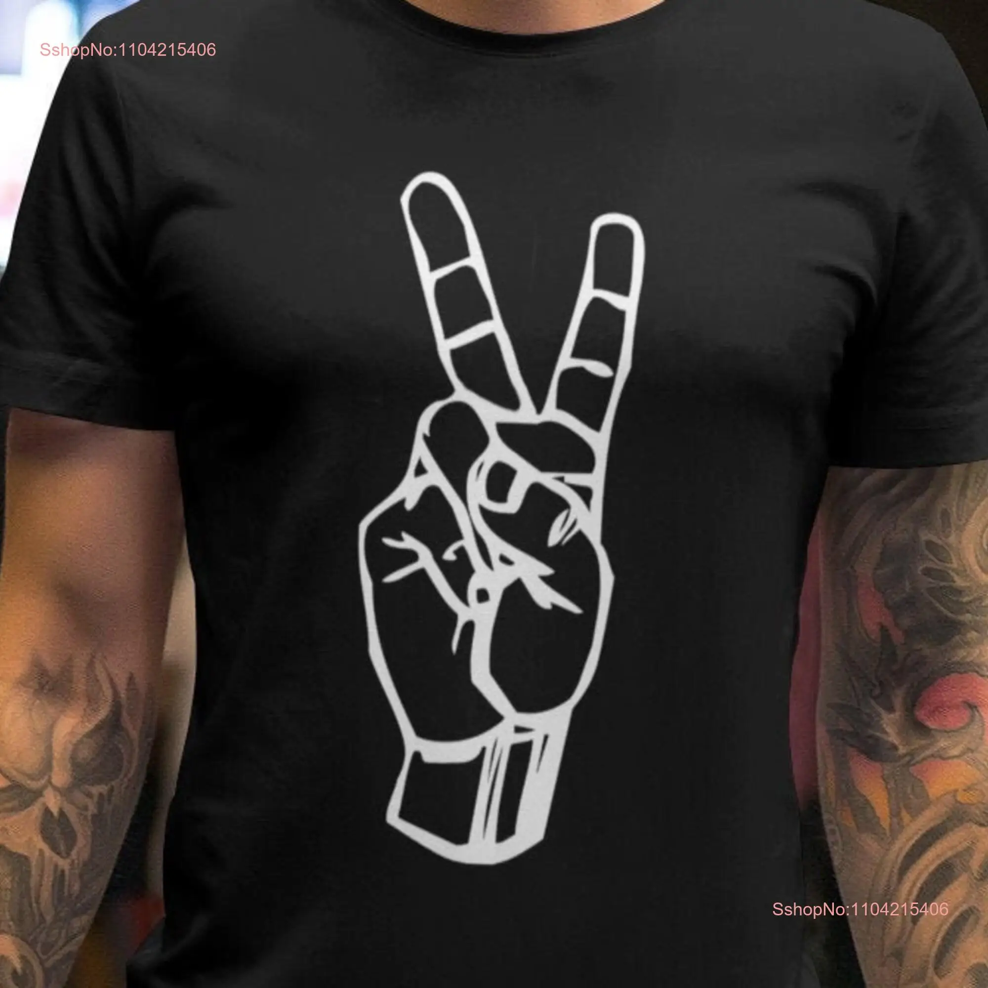 Camiseta para hombre y mujer Peace and Love Retro Hippy Boho Sign Hippie de manga larga o corta